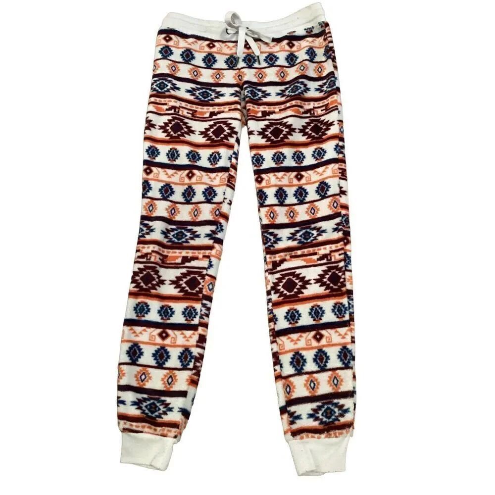 Derek Heart Aztec Style Fleece Joggers Argyle Hippie